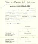 Registo de um veiculo de duas rodas tirado por dois animais de espécie bovina destinado a transporte de mercadorias em nome de Manuel António Júnior, morador em Almorquim.