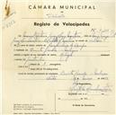 Registo de velocípede de marca Raleigh, com o nº 4100, em nome de Manuel António Garcez Sena Monteiro, morador em Quinta Grande, Meleças.