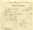 Registo de velocípede de marca Nacional, com o nº 9929, em nome de Manuel Vieira dos Santos, morador em Mercês.