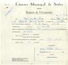 Registo de velocípede de marca Ilo, com o nº 8872, em nome de José Matias Rocha, morador em Ral.