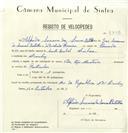 Registo de velocípede de marca Vilar, com o nº 8333, em nome de Alfredo Serrano de Sousa Botelho, morador em Queluz.