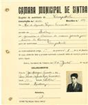 Registo de matricula de velocipedista em nome de Rui de Azevedo Lopes Fernandes, morador em Queluz, com o nº de inscrição 2033.