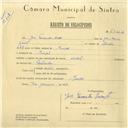 Registo de velocípede com o nº 6144, em nome de José Fernandes Duarte, morador em Mucifal.