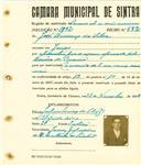 Registo de matricula de carroceiro de 2 ou mais animais em nome de José Lourenço da Silva, morador em Janas, com o nº de inscrição 1892.
