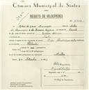 Registo de velocípede de marca Cycles Pombal com motor, com o nº 5423, em nome de Mário de Jesus Assunção, morador em Sintra.