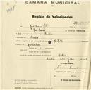 Registo de velocípede de marca N.S.V., com o nº 2002, em nome de José Soares , morador em Sintra.