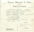 Registo de velocípede de marca Famel, com o nº 8839, em nome de João Brites de Moura, morador em Granja do Marquês.