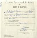 Registo de velocípede com o nº 5201, em nome de Vítor Duarte Lavrador, morador em Várzea de Sintra.