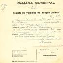 Registo de um veiculo de duas rodas tirado por dois animais de espécie muar destinado a transporte de mercadorias em nome de Francisco Duarte Lemos Júnior, morador no Casal da Freira em Almargem.