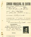 Registo de matricula de velocipedista em nome de Augusto Ramalho Cintra, morador em Mem Martins, com o nº de inscrição 2547.