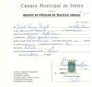 Registo de um veiculo de duas rodas tirado por um animal de espécie asinina destinado a transporte de mercadorias em nome de Daniel Pereira Duarte, morador em Lopas, Agualva Cacém.
