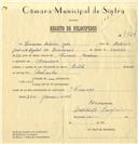 Registo de velocípede de marca Celta, com o nº 7524, em nome de Francisco António João, morador em Francos.