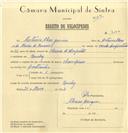 Registo de velocípede de marca Champion, com o nº 7094, em nome de António Alves Júnior, morador em Queluz.