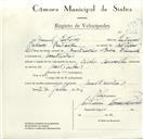 Registo de velocípede de marca Cicles Carvalho, com o nº 9112, em nome de Manuel Esteves, morador em Mastrontas.