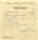 Registo de velocípede de marca Caravela, com o nº 7760, em nome de António Joaquim Fernandes, morador em Praia das Maçãs.