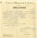 Registo de velocípede com o nº 7758, em nome de Norberto de Carvalho, morador em Cacém.