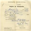 Registo de velocípede de marca Olga, com o nº 3453, em nome de Alfredo dos Reis, morador em Rio de Mouro.