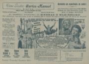 Programa do filme "As Grandes Aventuras" de Sindbad o Marinheiro realizado por Richard Wallace com a participação de Douglas Fairbanks Jr., Maureen O'hara, Walter Slezak, Anthony Quinn e Georg Tobias.