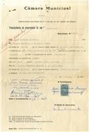 Registo de velocípede com o nº 9467, em nome de Luís Moreira Serrario, morador em S. Pedro de Sintra.
