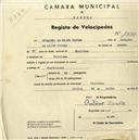 Registo de velocípede com o nº 1999, em nome de Gregório da Silva Vistas, morador em Morelena.