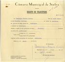 Registo de velocípede de marca Nacional, com o nº 8757, em nome de Domingos Freire Coelho, morador em Codiceira.