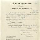 Registo de velocípede de marca Azur, com o nº 4429, em nome de António da Cruz Silva, morador em Almargem do Bispo.