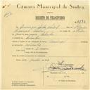 Registo de velocípede de marca Nacional, com o nº 6193, em nome de Domingos Baleia Pardal, morador em Bolembre.