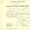 Registo de um veiculo de duas rodas tirado por um animal de espécie muar destinado a transporte de mercadorias em nome de Dias Amado, Ldª., sediada no Cacém.
