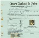 Registo de matricula de velocipedista em nome de Júlio de Oliveira Júnior, morador em Galamares, com o nº de inscrição 421.