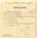 Registo de velocípede de marca L.R.S., com o nº 7414, em nome de António dos Santos, morador em Belas.