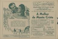 Programa do filme "A Mulher de Monte Cristo" com a participação de John Loder e Lenore Aubert.