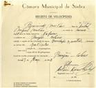 Registo de velocípede de marca Zundap, com o nº 986, em nome de Benvindo Martins, morador em Banzão.