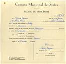 Registo de velocípede de marca Olimpique, com o nº 9748, em nome de Alfredo Gomes, morador em Massamá.