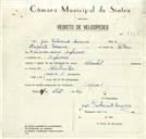 Registo de velocípede de marca Pombal, com o nº 8824, em nome de João Fabricante Saraiva, morador em Nafarros.