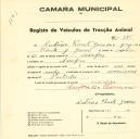 Registo de um veiculo de duas rodas tirado por um animal de espécie cavalar destinado a transporte de mercadorias em nome de António Vicente Gracio, morador na Assafora.