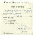 Registo de velocípede de marca Cuciolo, com o nº 8365, em nome de Manuel da Silva Canuto, morador em Maceira.