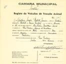 Registo de um veiculo de duas rodas tirado por um animal de espécie cavalar destinado a transporte de mercadorias em nome de António Simões Batista Júnior, morador em Pero Pinheiro.