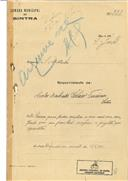 Ampliação de moradia em Montelavar em nome de Carlos Machado Ribeiro Ferreira, com o Processo nº OB 222/1921, com a licença de construção nº 169 de 15/09/1921.