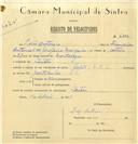 Registo de velocípede de marca L.R.S., com o nº 6366, em nome de Luís António, morador em Paiões.