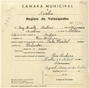 Registo de velocípede de marca Cycles Pombal, com o nº 5180, em nome de Brás Duarte Martins, morador em Pero Pinheiro.