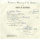 Registo de velocípede de marca Nacional, com o nº 8642, em nome de Manuel Pereira, morador em Lourel.