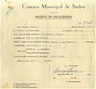 Registo de velocípede de marca Especial, com o nº 9948, em nome de Arlindo Simões, morador em Rio de Mouro.