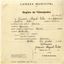 Registo de velocípede de marca Dinar, com o nº 3042, em nome de Francisco Miguel Bicho, morador em Gouveia.