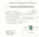 Registo de um veiculo de duas rodas tirado por um animal de espécie asinina destinado a transporte de mercadorias em nome de Francisco Alves, morador no Algueirão.
