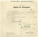 Registo de velocípede de marca Nacional, com o nº 25, em nome de Luís Ribeiro Lopes, morador em Belas.