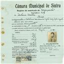 Registo de matricula de velocipedista em nome de António Silvestre, morador em Anços, com o nº de inscrição 416.