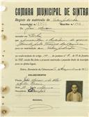 Registo de matricula de velocipedista em nome de José [Maion], morador no Linhó, com o nº de inscrição 1076.