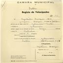 Registo de velocípede de marca Olga, com o nº 732, em nome de Agostinho Marques, morador em Galamares.