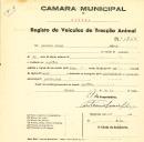 Registo de um veiculo de duas rodas tirado por um animal de espécie muar destinado a transporte de mercadorias em nome de António Alves, morador na Assafora.