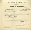 Registo de velocípede com o nº 3318, em nome de Benjamim Fernandes, morador em Vinagre.